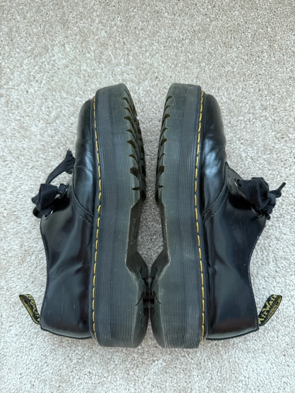 Dr. Doc Martens Holly Leather Lace Up Platform Black Oxfords